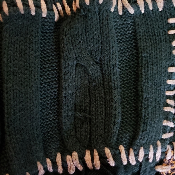 Patchwork Green Cropped Buttoned Jacket - Picture 5 of 8